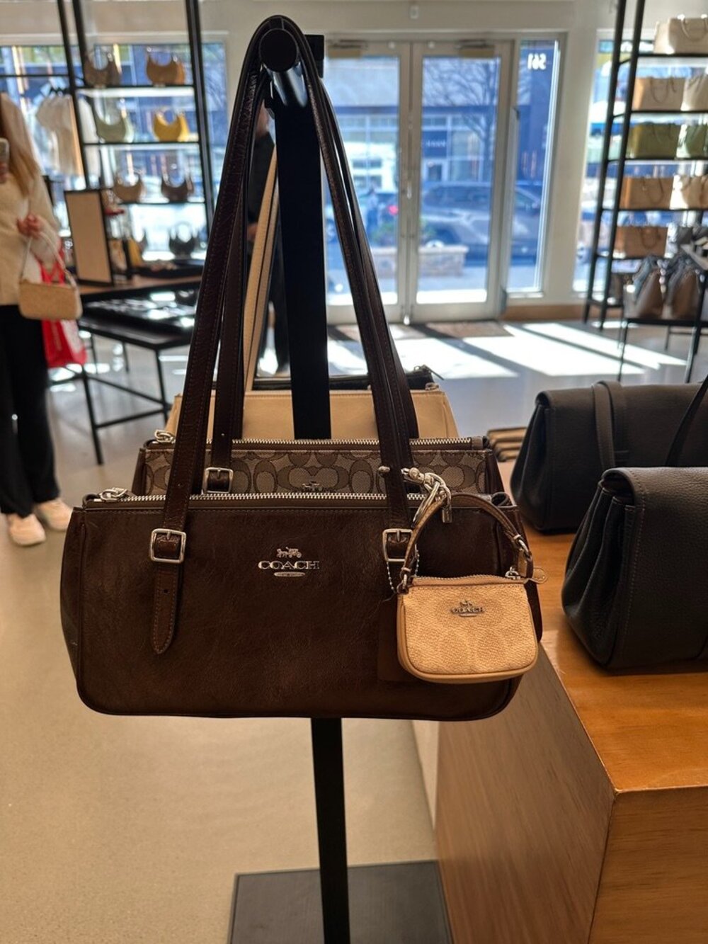 NWT! Coach CX067 Mini Nolita Bag Charm In Signature Chambray Silver/Sand - Picture 6 of 7